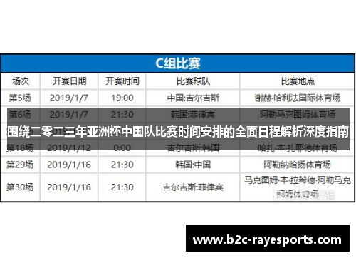 围绕二零二三年亚洲杯中国队比赛时间安排的全面日程解析深度指南 围绕二零二三年亚洲杯中国队比赛时间安排的全面日程解析深度指南
